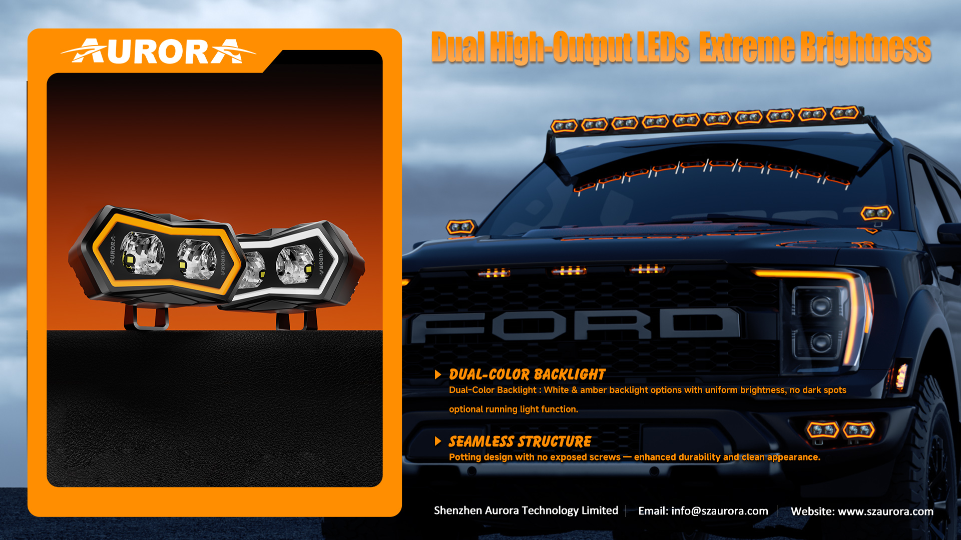 Aurora 2026 New Design Dual Color Led Driving Fog Light for Offroad Truck